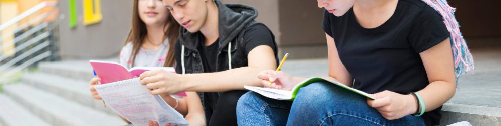 studenti sulle scale di una scuola durante l'anno all'estero